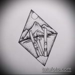 A hegyi tetoválás vázlata # 861 a minta érdekes változata, amely jól használható a hegy természetének megváltoztatására és tetoválásként történő alkalmazására