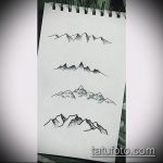 hegyi tetoválás vázlata № 224 - a kép exkluzív változata, amely sikeresen használható hegyi fák tetoválásához és feldolgozásához