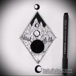 hegyi tetoválás vázlata # 908 - a minta exkluzív változata, amely sikeresen használható a természet hegyi tetoválásához és feldolgozásához