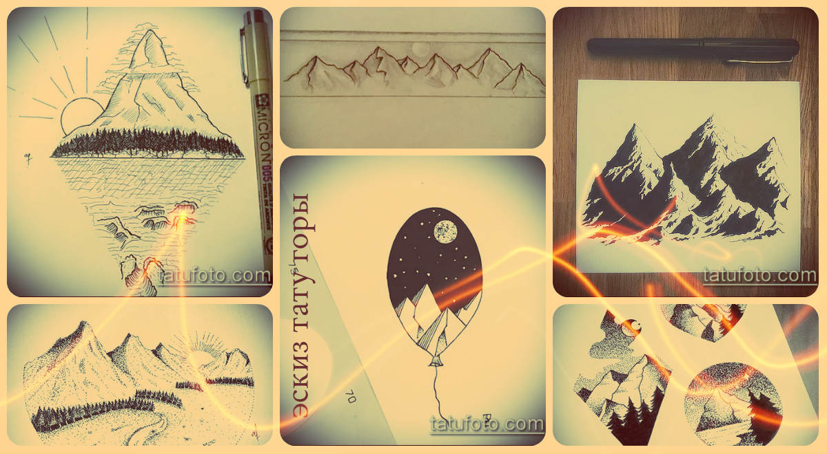 Hegyi tetoválás vázlatok - érdekes és eredeti tervek egy tetováláshoz