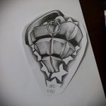 vázlat egy gránátalma tetoválásról # 743 - a rajz exkluzív változata, amely sikeresen használható a gránátalma boom tetoválásként történő véglegesítésére és alkalmazására