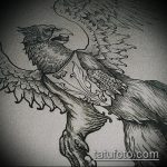 vázlat egy tetováló griffről №161 - a rajz exkluzív változata, amely sikeresen használható feldolgozásra és tetoválás grifffejként történő alkalmazására