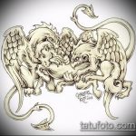 vázlat egy tetováló griffről # 699 - a minta hűvös változata, amely sikeresen használható változtatásra és tetováló griffként történő alkalmazásra a vállán