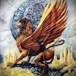 vázlat a 671. számú tetováló griffről - a kép méltó változata, amely sikeresen használható a tetoválás griffmadárként történő feldolgozására és alkalmazására