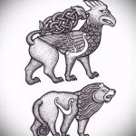 vázlat a 69 -es számú tetováló griffről - a minta egyedi változata, amely jól használható változtatásra és tetoválásként griffin abházia