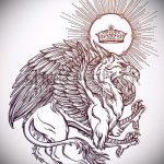 vázlat egy 222 -es számú tetováló griffről - a rajz hűvös változata, amely jól használható felülvizsgálathoz és tetoválás griffként Abházia