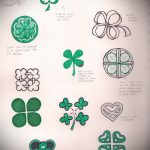 Stylowa wersja tatuażu szkicuje koniczynę - może być użyta do tatuażu biedronki na koniczynie