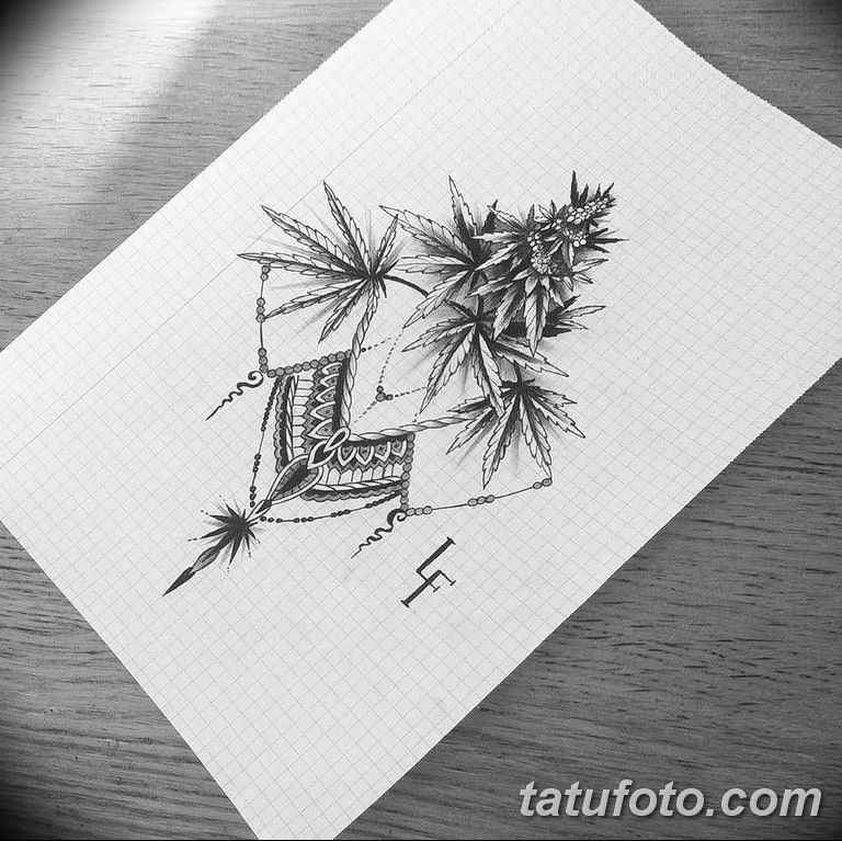 fotó vázlatok tetoválás marihuána (kender) 2019.04.27. №007 - tetoválás marihuána -