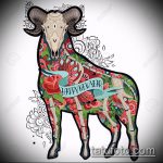 A kecske tetoválás vázlata # 253 a minta érdekes változata, amely könnyen használható felülvizsgálatra és alkalmazásra régi iskolai kecsketetoválásként