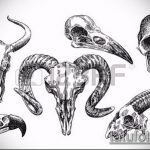 kecske tetoválás vázlat №661 - a minta exkluzív változata, amely jól használható változtatásra és kecsketetoválásként a csuklóra