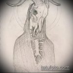 A kecske tetoválás vázlata # 580 a minta klassz változata, amely jól használható feldolgozásra és tetoválásként történő alkalmazásra, a kecske füvet eszik