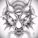 A kecske tetoválás vázlata # 641 a minta méltó változata, amely sikeresen használható kecske koponya megváltoztatására és tetoválására