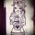 A kecske tetoválás vázlata # 523 a minta klassz változata, amely könnyen használható régi iskola kecsketetoválásává alakítására és alkalmazására