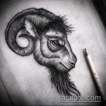 kecske tetoválás vázlat №330 - a minta egyedi változata, amely sikeresen használható a kecske és a kések atomjainak feldolgozásához és tetoválásához