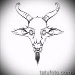 A kecske tetoválás vázlata # 845 a rajz méltó változata, amely jól használható kecske- és késatomok megváltoztatására és tetoválására