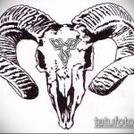 kecske tetoválás vázlata №726 - a minta egyedi változata, amely jól használható kecske és kések atomjainak feldolgozásához és tetoválásához