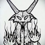 A kecske tetoválás vázlata # 207 a minta klassz változata, amely könnyen használható kecske koponya megváltoztatására és tetoválására