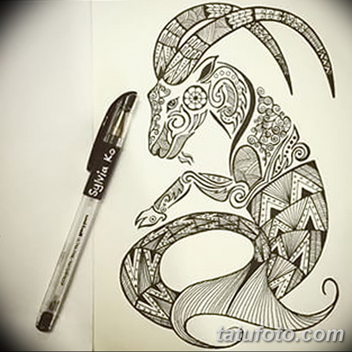 fotó Vázlatok egy bak tetoválásról, keltezés: 09.09.2017 №059 - Vázlatokf a bak tetoválásról -