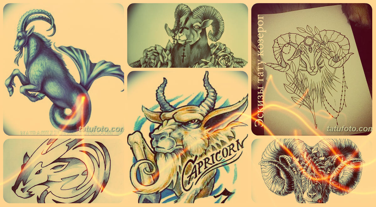 Bak tetoválás vázlatok - érdekes rajzok a bak tetováláshoz