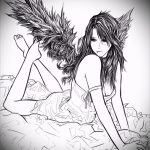 Érdekes vázlat a szárnyak tetoválásáról - a szárny tetoválásának rajza alkalmas tetoválásra szárnyak formájában a hátoldalon