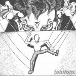 fényképes vázlatok egy bábjátékos tetoválásról, 2018.03.23. №031 - vázlatok tetováló bábművészről -