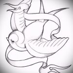 Hűvös fecskerajz - amely jól használható vázlatként egy feltűnő fecsketetováláshoz