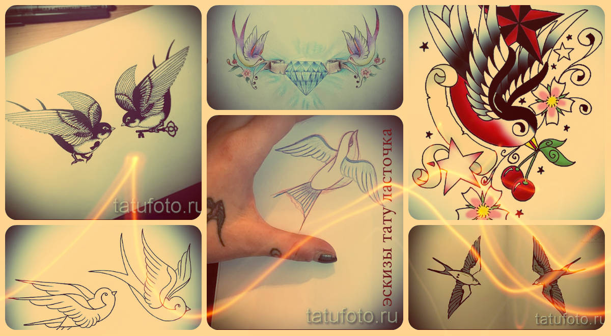 Fecske tetoválás minták - menő fecske tetoválás minták