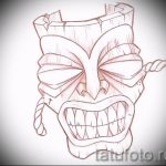 Niezwykły szkic tatuażu z maską - zdjęcie do opracowania ekskluzywnego tatuażu z maską