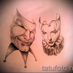 Fajny wariant szkicu do maski do tatuażu - obraz do opracowania stylowego tatuażu z maską
