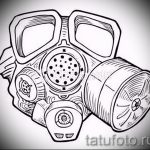Niezwykły szkic tatuażu z maską - obraz do stworzenia stylowego tatuażu z maską