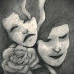 Ciekawy szkic do tatuowania maski - obrazek do opracowania ciekawego tatuażu z maską