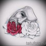 Ciekawy szkic do tatuażu z maską - zdjęcie do opracowania stylowego tatuażu z maską
