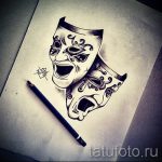 Ciekawy szkic do tatuowania maski - obrazek do stworzenia ciekawego tatuażu z maską