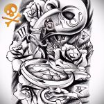 Godny wariant szkicu maski do tatuażu - obraz do opracowania stylowego tatuażu z maską