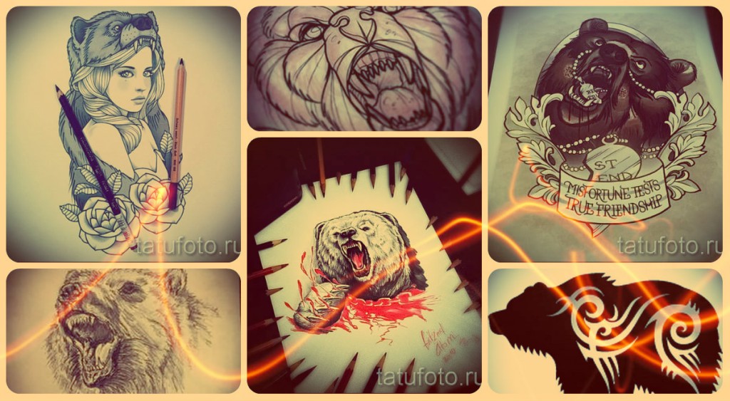 Medve tetoválás vázlata - kész példák képekben