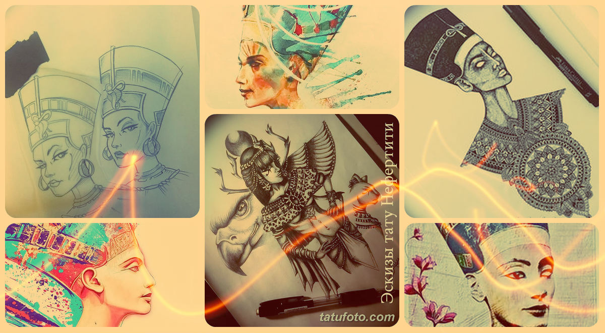 Vázlatok a nefertiti tetoválásról - a tetoválás rajzainak változatai