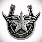 A patkó vázlat tetoválás egyedi változata - használható patkó és toll tetováláshoz