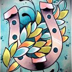 A tetoválás méltó változata egy patkó vázlata - használható patkótetováláshoz egy lány számára