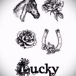 A patkó vázlat tetoválás hűvös változata - használható patkótetováláshoz egy lány számára