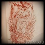 A hiúz tetoválás vázlatának stílusos változata - férfiak hiúz tetoválásához használható