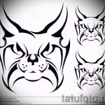 A hiúz tetoválási vázlatának hűvös változata - fekete -fehér hiúz tetoválásához használható