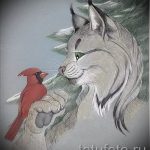 A hiúz tetoválási vázlatának méltó változata - felhasználható a hiúz tetoválásához a koronában