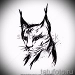 A hiúz tetoválási vázlatának egyedi változata - vigyorgó jelentésű hiúz tetoválásához használható