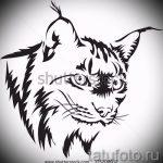 A hiúz tetoválási vázlatának egyedi változata - felhasználható tetováláshoz a hiúz alkarján