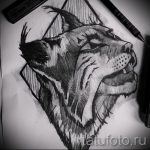 A hiúz tetoválási vázlatának méltó változata - használható egy hiúz tetoválására a lábán