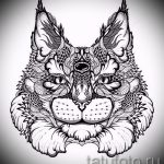 A tetováló vázlat stílusos változata - hiúz tetováláshoz használható