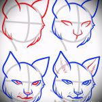 A hiúz tetoválási vázlatának egyedi változata - használható egy hiúz fekete fehér tetoválására