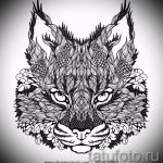 A hiúz tetoválási vázlatának stílusos változata - tetováláshoz használható a hiúz alkarján