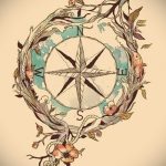 Интересна рисунка с роза на вятъра - подходяща за скица за пробна татуировка