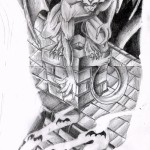 démon szárnyakkal és vámpír - TATTOO SLEEVE SKETCH
